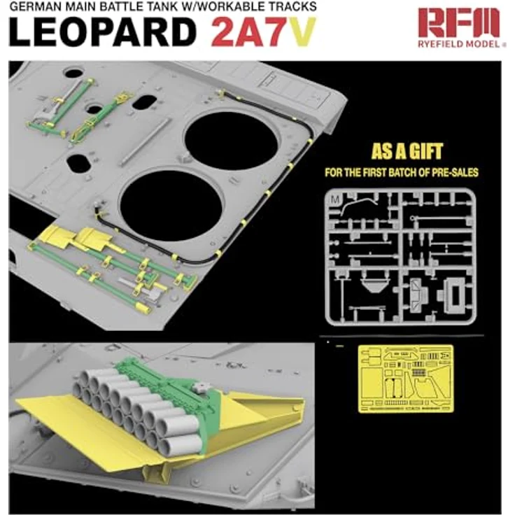 Rye Field Model Leopard 2A7V, German Main Battle Tank mit funktionalen Ketten, detaillierte Nachbildung – Bild 6