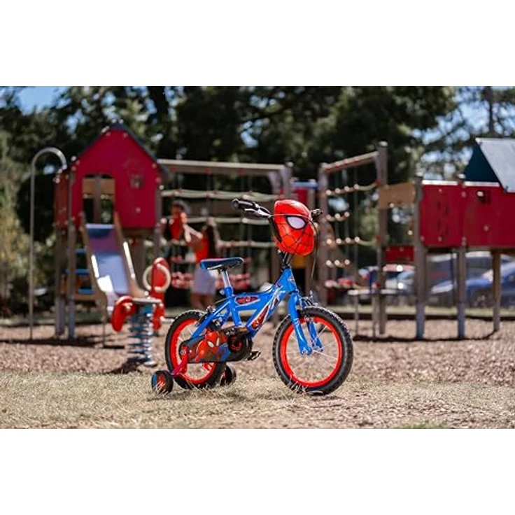 Huffy Offizielle Jungen Spiderman Fahrrad 14 Zoll Rad mit Spiderman Maske Lenker, blau – Bild 5