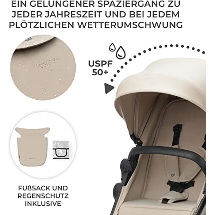 KinderKraft Newly 3in1 Mink Pro, Multifunctional Kinderwagen in Moonlight Grey mit einfachem Klappsystem und verstellbaren Elementen – Bild 8