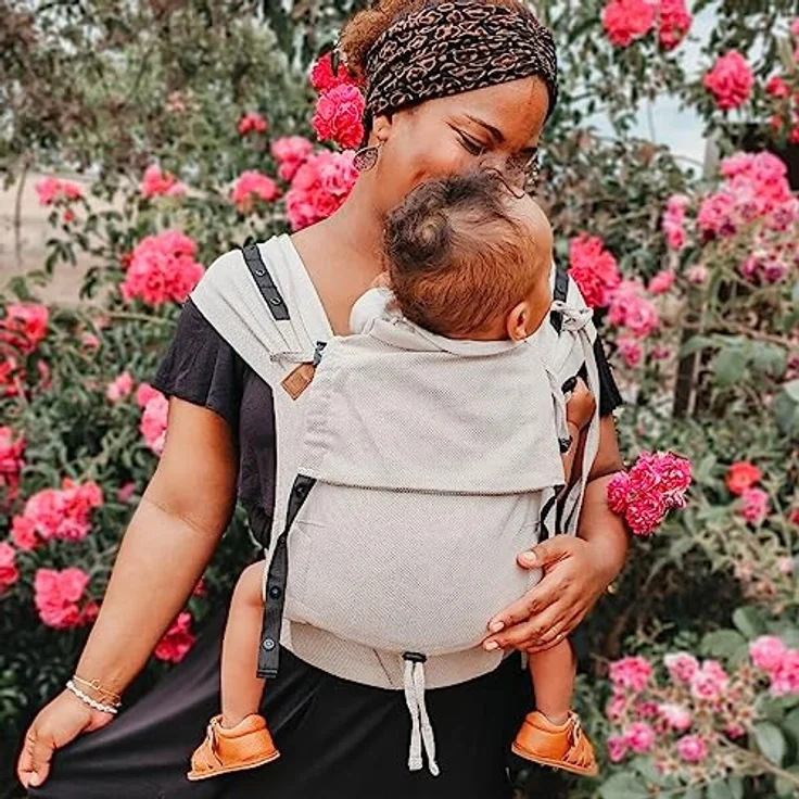 Hoppediz Babytrage Primeo, für Neugeborene ab Geburt, Bauchtrage, Rückentrage, 100% Bio-Baumwolle, Djerba – Bild 4