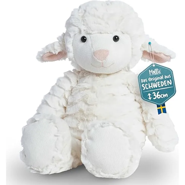 Mollis Kuscheltier - Kuschelschaf - 36 cm - Plüschtier-Schaf - Kinder-Kuscheltier - weiches Stofftier für Kinder und Babys - Flauschiges Schaf für lange Kuschelstunden - Langlebig und pflegeleicht - Einzigartiges Design - Sichere Handhabung - Perfekte Geschenkidee