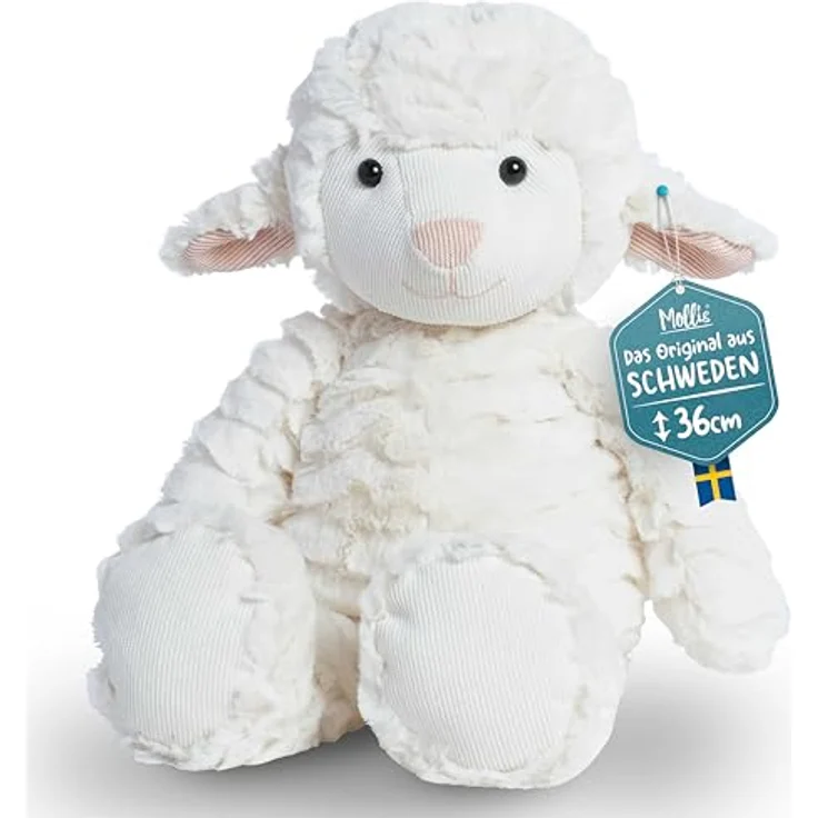 Mollis Kuscheltier - Kuschelschaf - 36 cm - Plüschtier-Schaf - Kinder-Kuscheltier - weiches Stofftier für Kinder und Babys - Flauschiges Schaf für lange Kuschelstunden - Langlebig und pflegeleicht - Einzigartiges Design - Sichere Handhabung - Perfekte Geschenkidee – Bild 1