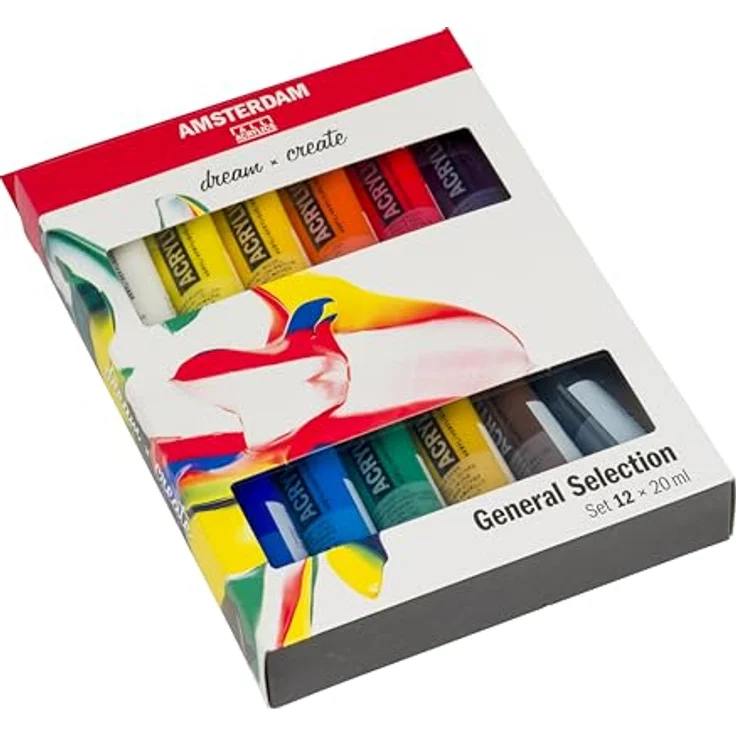Amsterdam Standard Series Acrylfarben Set für Einsteiger, 12 x 20 ml Tuben in Basistönen, seidenmatte Deckkraft – Bild 3
