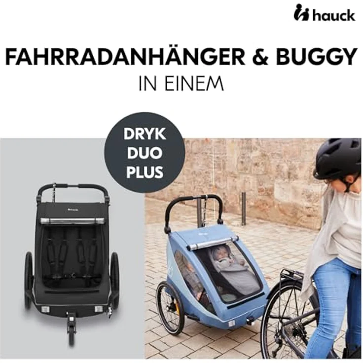Hauck Dryk Duo Plus, Fahrradanhänger & Buggy mit Hinterradfederung – Bild 2