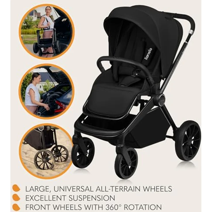 Lionelo MIKA PLUS 2-in-1 Buggy, AiryDots, Rückenlehne und Füße verstellbar, bis 22 kg, XXL-Verdeck – Bild 5
