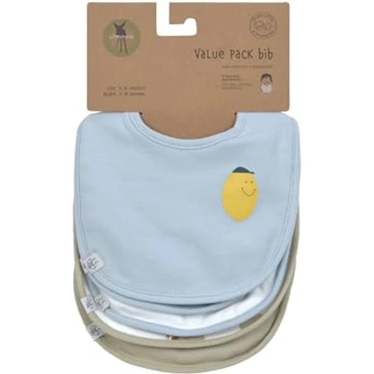 LÄSSIG Baby Kleinkind Lätzchen Set (5 St.) wasserdicht aus Bio-Baumwolle mit Klettverschluss, Happy Fruits Lemon – Bild 4