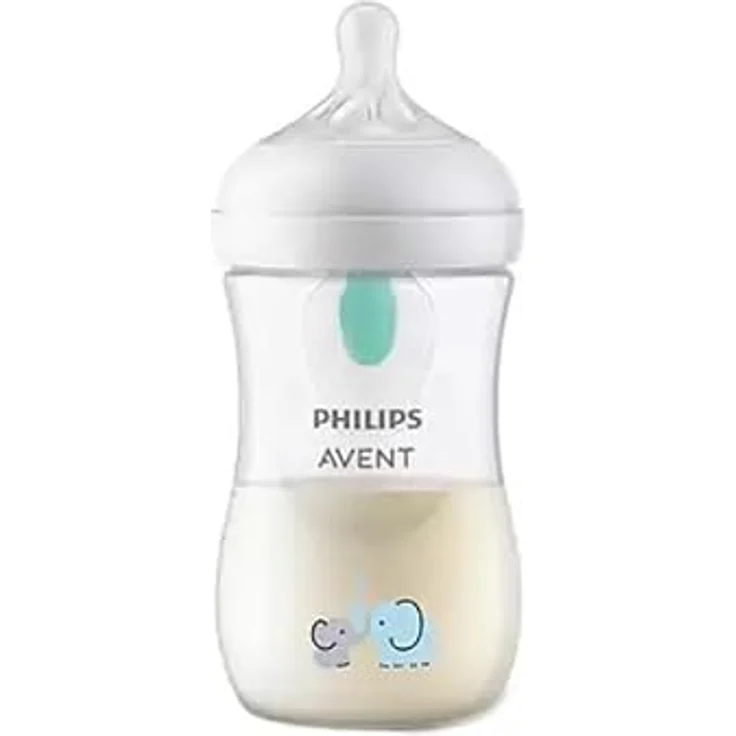 Philips Avent Natural Response Babyflaschen – Babyflaschen mit AirFree Ventil, 260 ml, BPA-frei, für Neugeborene ab 1 Monat, Elefantenmotiv (Modell SCY673/81) – Bild 5