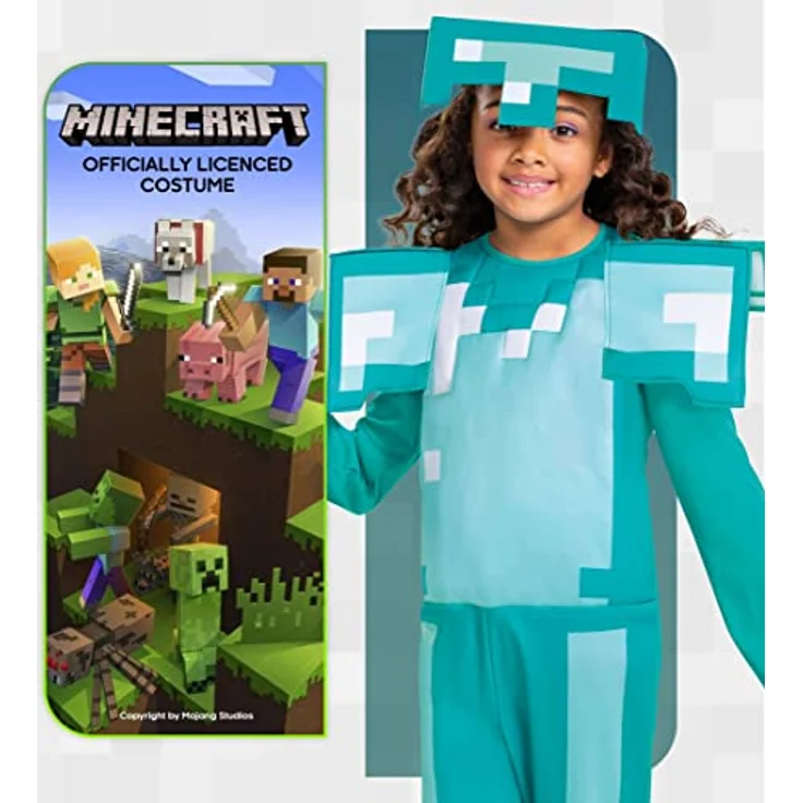 Disguise Offizielles Minecraft Kostüm Kinder Diamant Rüstung Karneval Kostüm Minecraft Faschingskostüme Kinder M – Bild 2
