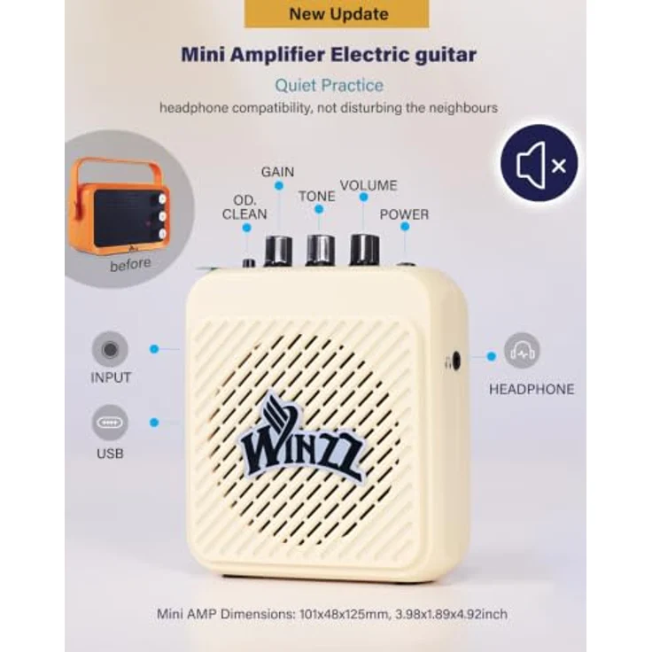 Winzz 30 Zoll Mini E-Gitarre, elektrische Gitarre für Kinder mit Ahorn Griffbrett und Verstärker (Schwarz) – Bild 3