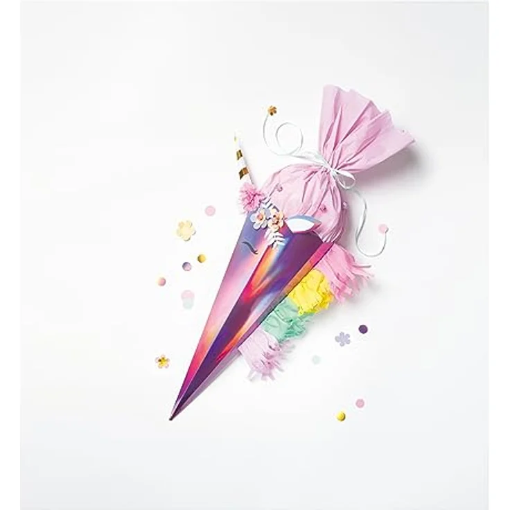 folia 92702 - Schultüte Bastelset UNICORN SCHOOL, Bastelmaterial für eine Zuckertüte, gestaltbar als Einhorn, Frida oder Meerjungfrau, ca. 68 cm – Bild 5