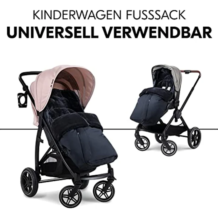 Hauck Universal Fußsack für Buggys und Fahrradanhänger, Warmes Fleece, Einfache Installation mit 5-Punkt-Gurt, Anti-Rutschschutz, Zwei-Wege-Zipper, Maschinenwaschbar, Faltbar, Schwarz, 56711 - Preisvergleich – Bild 3
