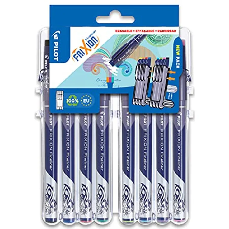Pilot FriXion Evolutive, Mehrfarbige Schreibstifte, 8er Set mit löschbarer Tinte