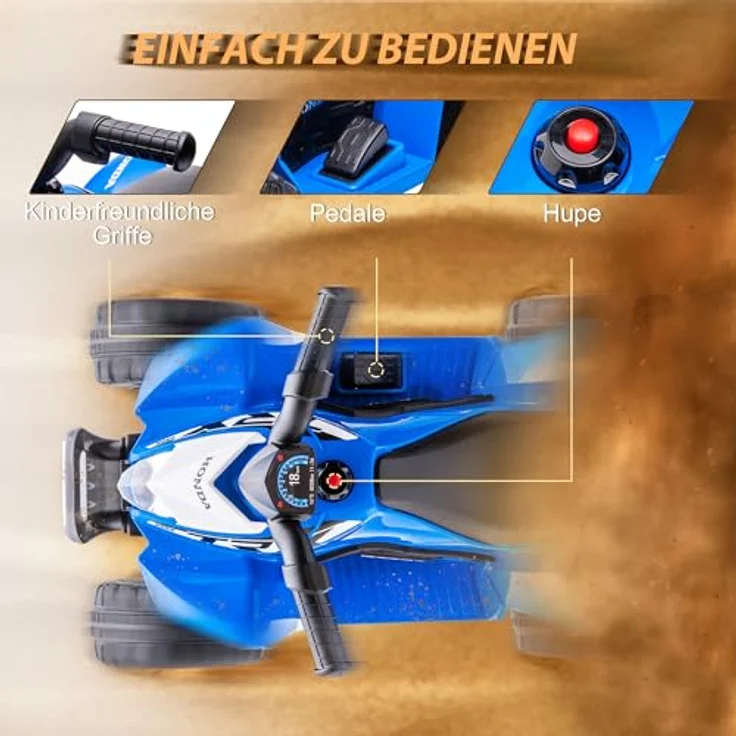 AIYAPLAY Elektro-Quad Miniquad Kinder Elektro ATV Kinderquad mit LED und Hupe Kindermotorrad Kinderfahrzeug Elektroauto für Kinder ab 18 Monaten Metall Blau 65,5 x 38,5 x 43,5 cm – Bild 4