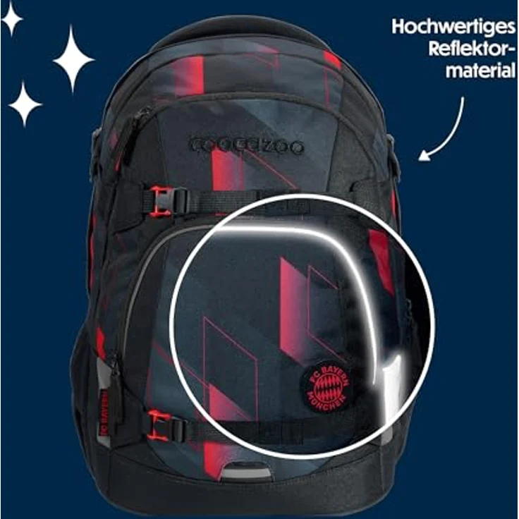Coocazoo Schulrucksack-Set Mate „FC Bayern”, schwarz-rot, ergonomischer Tornister mit Brust- & Hüftgurt, ab 3. Klasse – Bild 5
