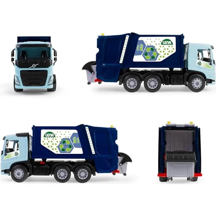 Lena® WORXX Müllwagen Volvo FMX, 52 cm Spielzeug-LKW mit Hebemechanismus, Mülltonne, 3-Achser mit Stahlachsen, TÜV Zertifiziert, ab 3 Jahren, Indoor & Outdoor, Made in Europe – Bild 4