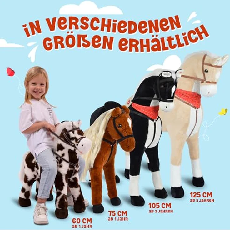 Pink Papaya Stehpferd zum draufsitzen | 75cm Spielpferd zum Reiten Timmy | Pferd zum Reiten für Kinder mit Sound | Sattel Pferd – Bild 6