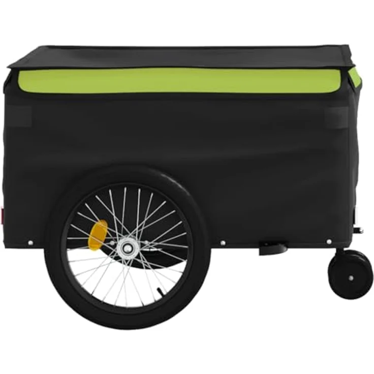 vidaXL Fahrradkinderanhänger Fahrradanhänger Schwarz und Grün 45 kg Eisen - Robuster Lastenanhänger mit maximaler Tragfähigkeit und praktischem Design – Bild 7