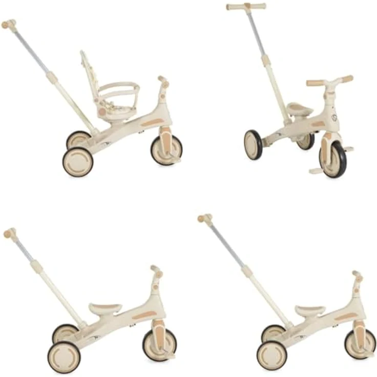 Byox Tricycle Juno 4 in 1, Dreirad mit drehbarem Sitz, Schiebegriff und Sonnendach, weiß beige, für Kinder ab 12 Monaten bis ca. 6 Jahre, max. 25 kg – Bild 5