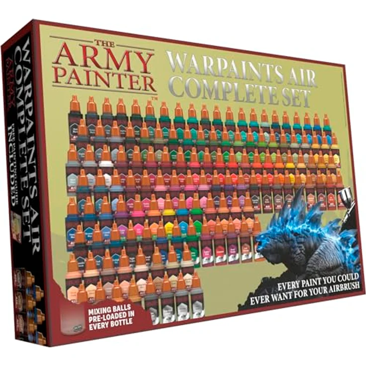 The Army Painter Warpaints Air Complete Set, 126 x 18 ml Acrylfarben für Airbrush, inkl. 18 Metallics & 6 Fluo Farben – Bild 1