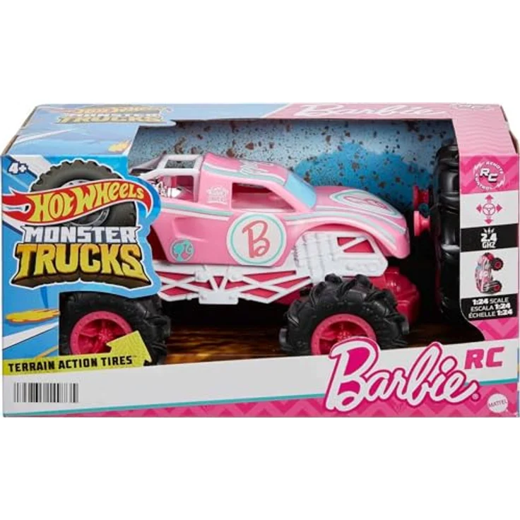 Hot Wheels RC Barbie Monster Truck, ferngesteuertes Spielzeugfahrzeug im Maßstab 1:24 mit coolen Stunt-Tricks und Riesenreifen – Bild 6