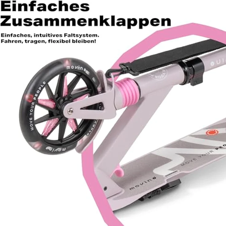 Movino Cityroller MOVINO CITY LIGHT, Scooter mit Stoßdämpfer, 180-mm-LED-Rollen, max. 100kg Traglast, höhenverstellbar, klappbar – Bild 11