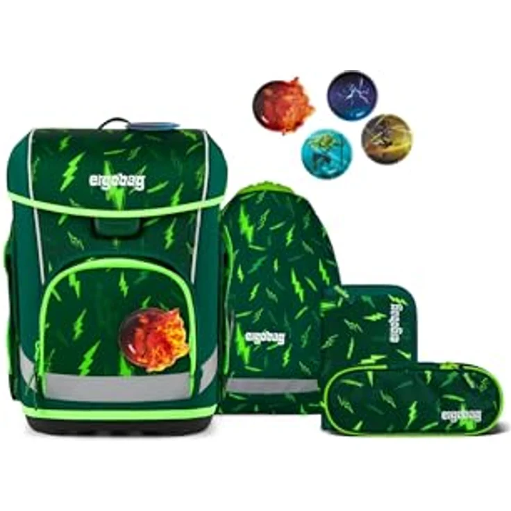 ergobag cubo Light Set, ergonomischer Schulranzen, extra leicht 860 g, 5-teiliges Set mit Turnbeutel und Kletties, recycelte Materialien – Bild 1
