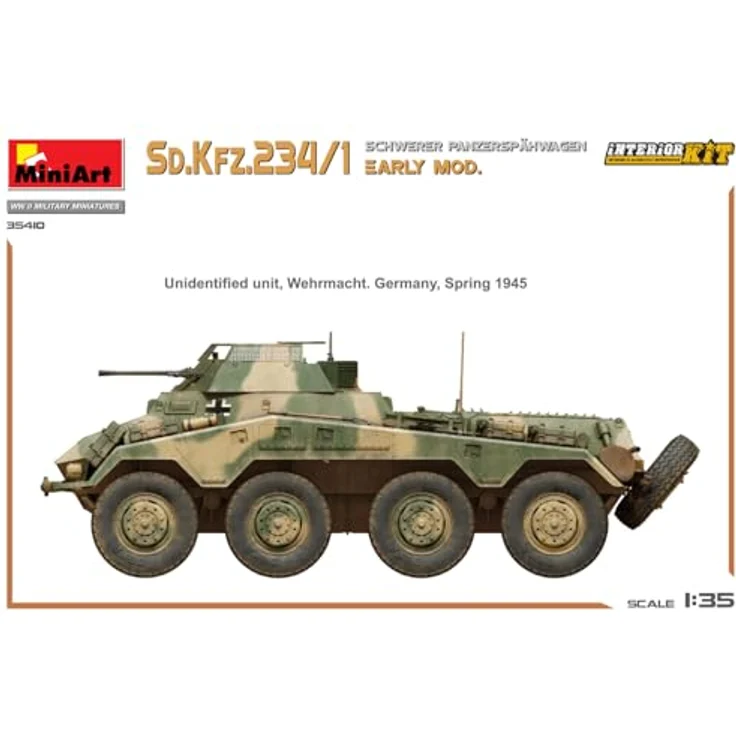 Miniart 1:35 Sd.Kfz 234/4 Panzerspähwagen, Modell mit detailliertem Interieur und 6 Varianten Decals – Bild 10