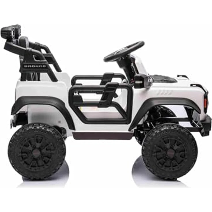 Beneo Ford Bronco Elektrisches Kinderfahrzeug, lizenziert, Einzelsitzer, Weiß, Hinterradantrieb, Lithiumbatterie, hohe Bodenfreiheit, breiter Sitz, Hinterachsfederung, 2,4-GHz-Fernbedienung, MP3-Player mit USB-Anschluss, LED-Beleuchtung – Bild 7