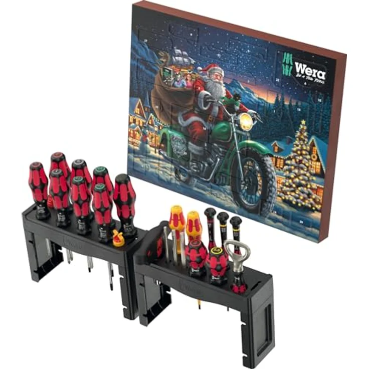 Wera 2025 Werkzeug Adventskalender, 28-teiliges Set mit Schraubwerkzeugen, inkl. Flaschenöffner und zwei Racks zur Aufbewahrung – Bild 2