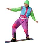 dressforfun Skianzug Herren, Ski Kostüm - L, 90er Jahre Outfit, Apres Ski, Faschingskostüme Männer - Lila, Blau, Grün, Pink