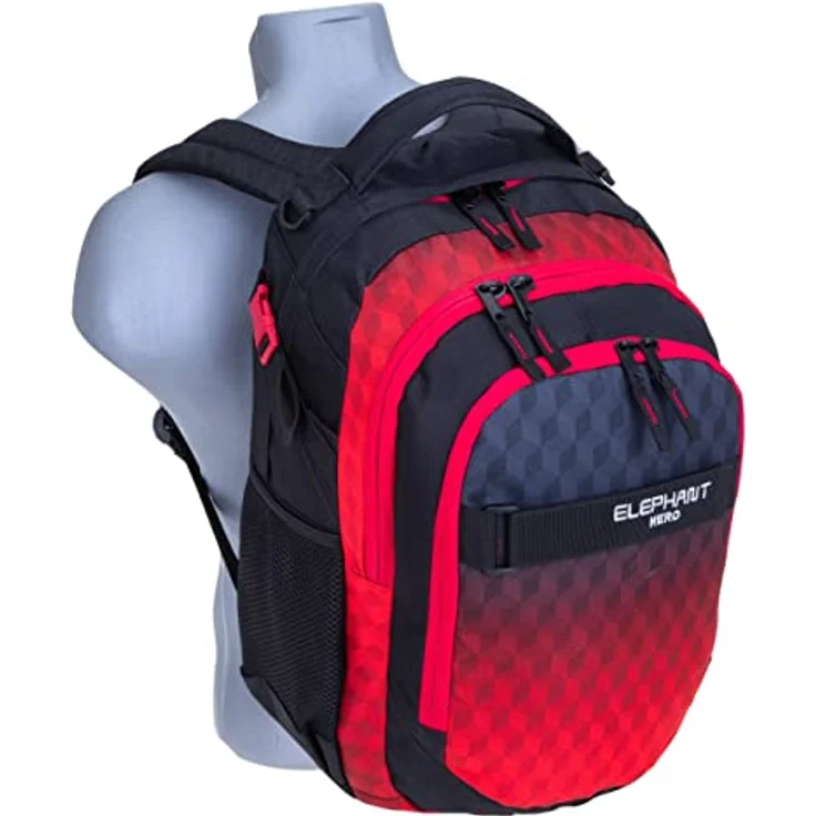 Elephant HERO Signature 2, 3-teiliges Schulrucksack-Set mit Laptopfach, Sporttasche und Mäppchen, 30 Liter, Rot – Bild 2