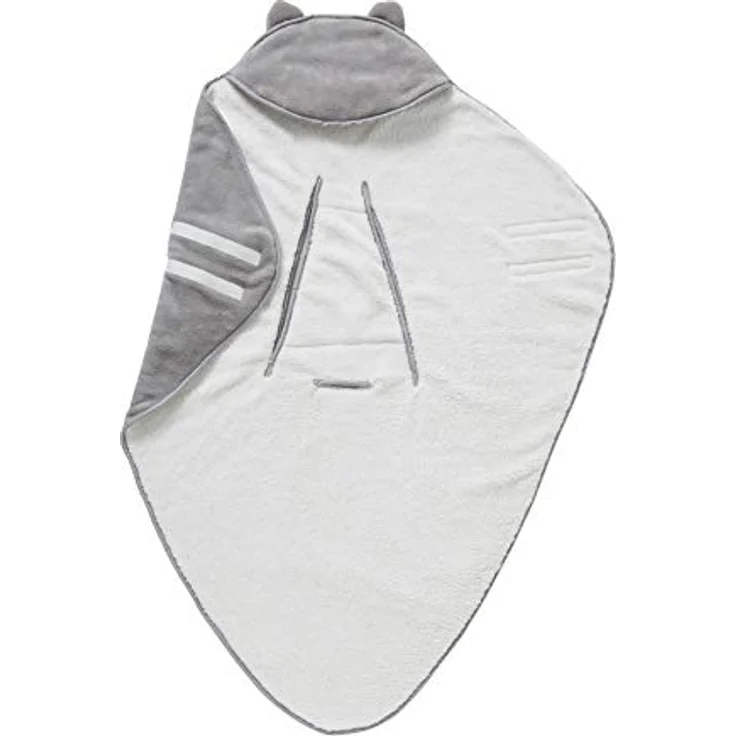 VERTBAUDET Einschlagdecke für Babyschale, Mikrofaser/Fleece weiß/grau ONE SIZE – Bild 2