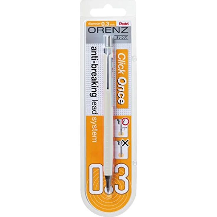 PENTEL ORENZ Druckbleistift 0,3mm/B, präziser Druckbleistift mit Blisterpackung, weiß – Bild 1