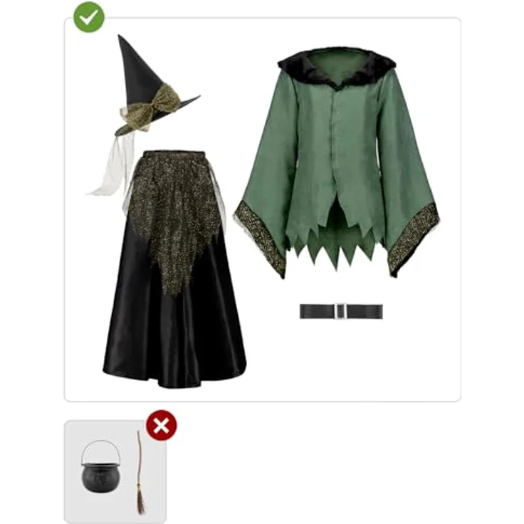 Funidelia Deluxe Hexe Kostüm für Damen, schwarz, inklusive Jacke, Rock, Gürtel und Hut, Größe XL für Karneval und Halloween – Bild 2