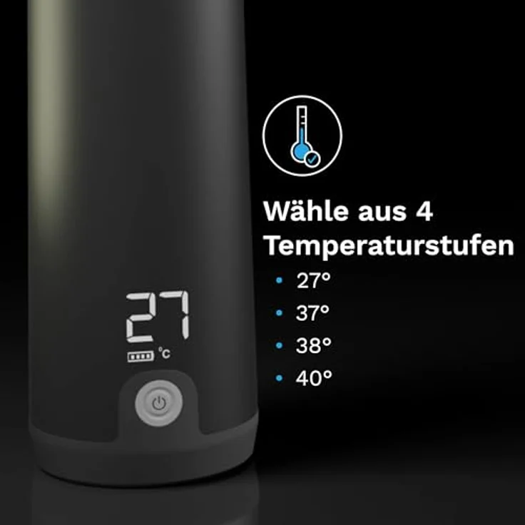 Baby Brezza SuperFast Portable Warmer, Tragbarer Muttermilch- & Wasserwärmer mit 4 Temperaturstufen, USB-C, gleichmäßige Erwärmung durch Sensor-Technologie, Edelstahl – Bild 5