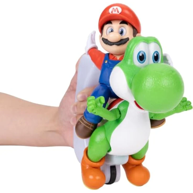 Jakks Pacific Super Mario Galaxy Movie Figur Mario reitet Yoshi, 20 cm Kunststoff, dynamische Flugpose, mehrfarbig, ab 3 Jahren – Bild 2