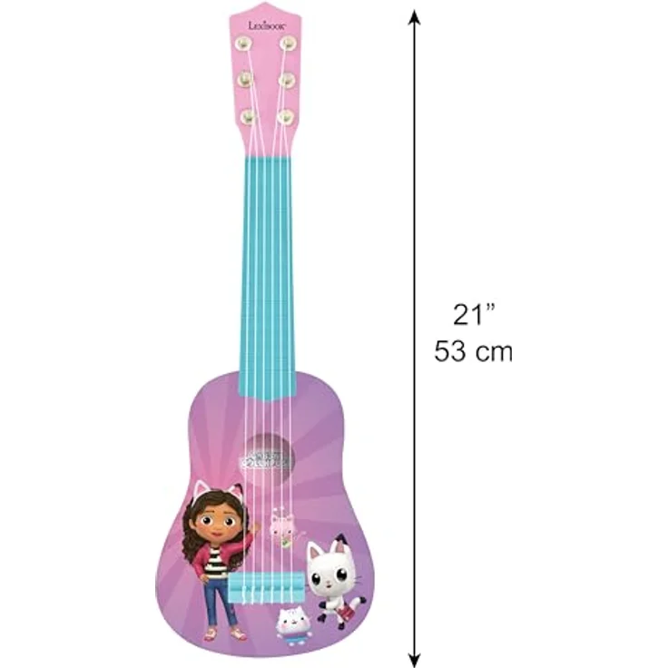 Gabby's Dollhouse Meine erste Gitarre, 21" Kinder-Gitarre in leuchtenden Farben mit süßen Motiven, Musikspielzeug – Bild 3