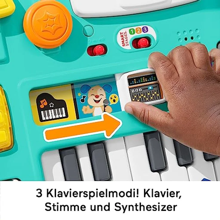 Fisher Price Lernspaß DJ Spieltisch, interaktives Aktivitätszentrum zur Förderung der Feinmotorik mit Musik- und Soundeffekten – Bild 4