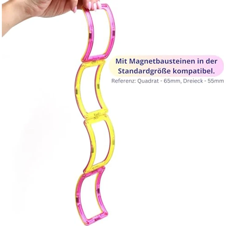 MAGNIKON Magnetische Bausteine Bogen 4 STK Zusatzset, Montessori Spielzeug ab 3 Jahre, robuste magnetische Bauklötze aus BPA-freiem Kunststoff – Bild 3