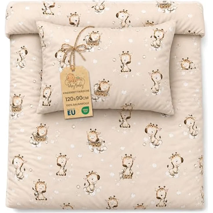 Totsy Baby Kinderbettwäsche Set 90x120 cm, 100% Baumwolle, Oeko-Tex, wendbar mit Reißverschluss, für Jungen und Mädchen, pflegeleicht, ideale Geschenkidee – Bild 1