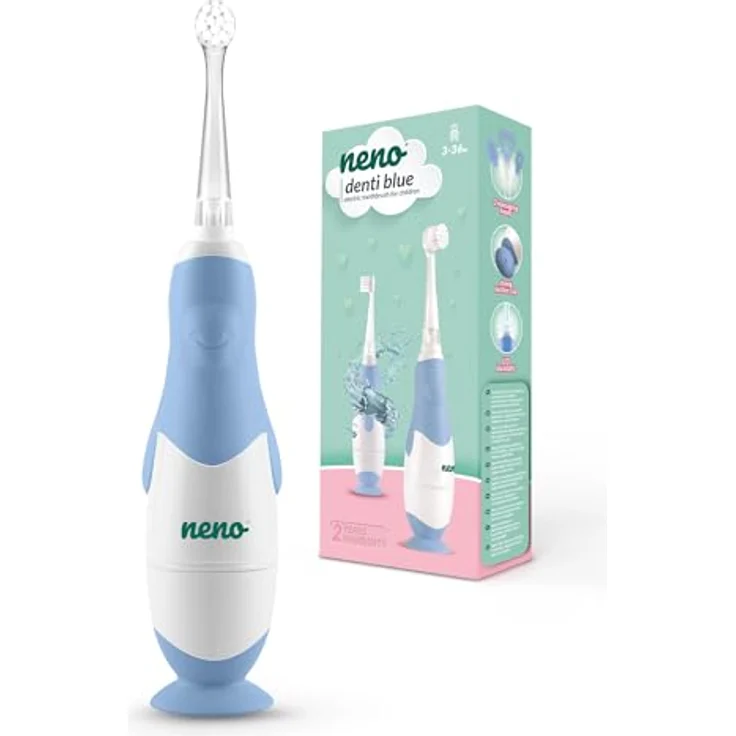 NENO Denti Blue, elektronische Zahnbürste für Kinder mit Saugnapf, LED-Hintergrundbeleuchtung und IPX 7 Wasserdichtheit – Bild 2