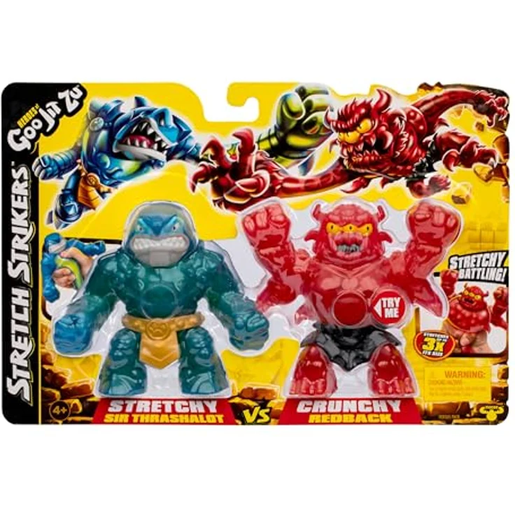 Heroes of Goo Jit Zu Stretch Striker – Versus-Packung mit 2 Figuren, Sir Thrashalot und Barbarian Redback, bis zu 3-fach dehnbar – Bild 2