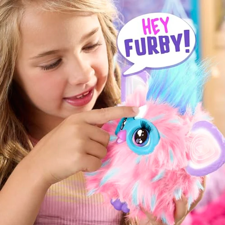 Hasbro Furby Pink, interaktives Plüschtier mit über 600 Reaktionen, 20 cm, rosa & hellblau – Bild 9