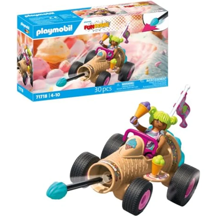 PLAYMOBIL Fun Stars Racing Ice Cream Cone, Spielzeugauto mit Rückzugmotor und Eis-Kanone, für Kinder ab 4 Jahren, Geschenkidee, 71717 – Bild 1