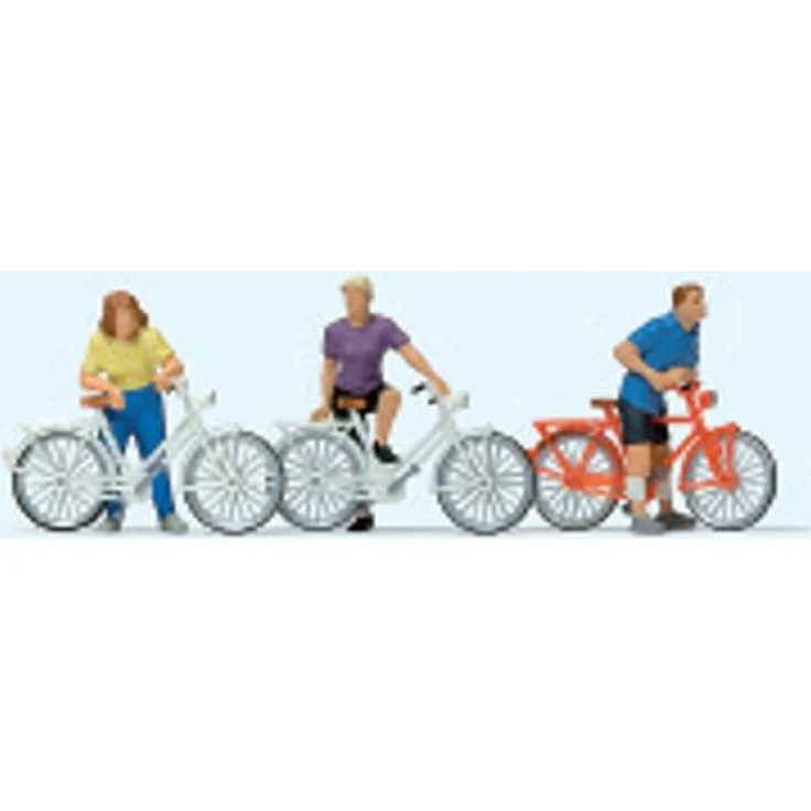Preiser 10637, Stehende Radfahrer in H0 (1:87) - Modellbau Zubehör, Figuren in H0, realistische Details – Bild 1