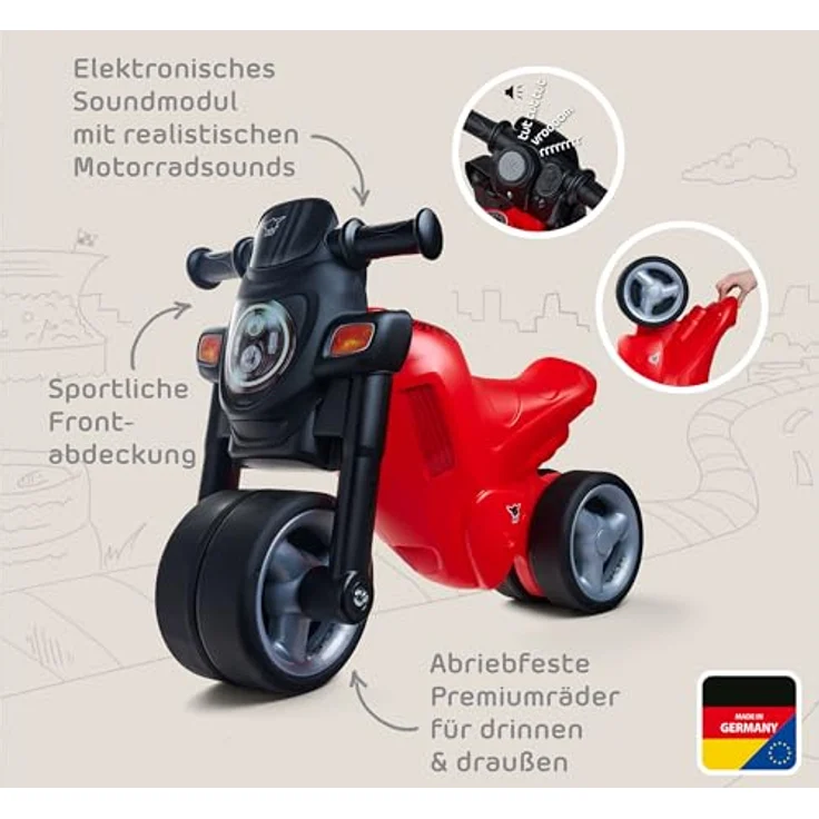 Big Sport Bike Laufrad Rot - Kinder-Laufrad mit Breiten Reifen, robust, hohe Kippsicherheit, tiefergelegter Sitz, bis 25 kg belastbar, für Kinder ab 1,5 Jahr – Bild 4