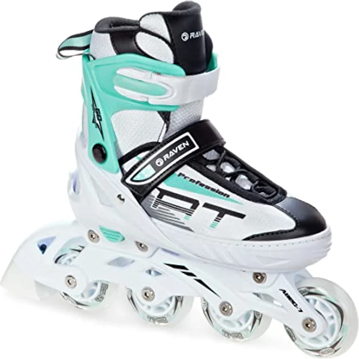 RAVEN Profession 3in1 Inlineskates Triskates Rollschuhe Inliner für Kinder und Erwachsene verstellbar (White/Mint, 31-35 (20,5cm-23cm)) – Bild 2