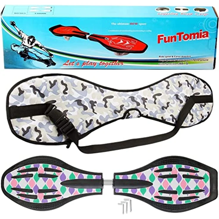 FunTomia Waveboard Original ABEC9 Kugellager inkl. Tasche, LED Rollen, Lila/Türkis – Bild 2