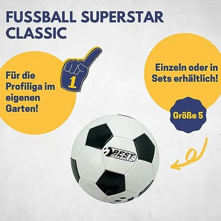 Best Sporting Fußball Superstar Classic I Fussball mit klassischem Design I hochwertiger Ball I Fußball Kinder in Größe 5 I weißer Fussball Kinder I strapazierfähiger Trainingsball – Bild 2