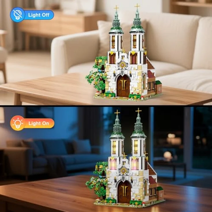 Reobrix St. Andreaskirche Architektur Bausatz 66023, 3087 Teile mit LED Leuchten, detailgetreue Nachbildung für Sammler und Dekoration – Bild 5